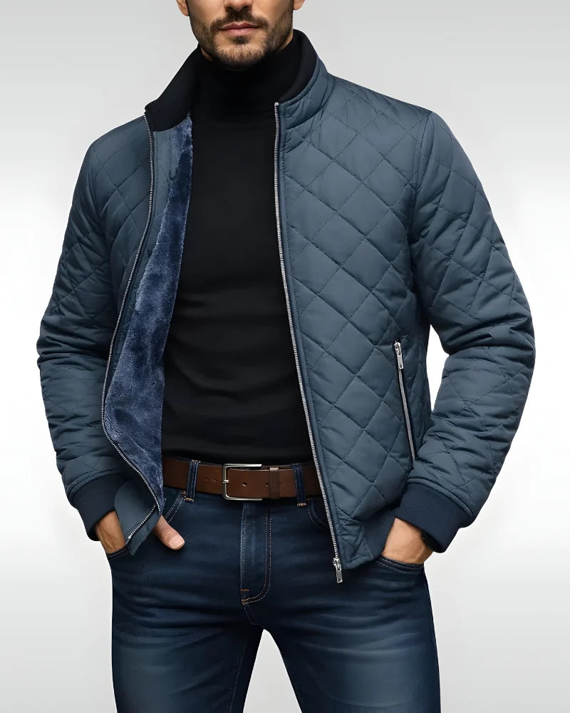 Men's lightweight quilted jacket in blue grey