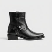 Men's ankle boots with harness strap and block heel, photo 2