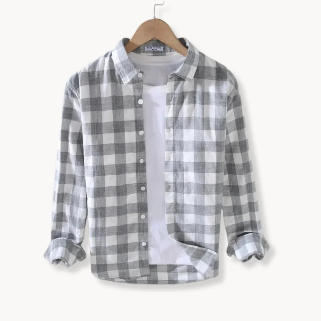 Men's check shirt long sleeve with chest pocket, photo 1