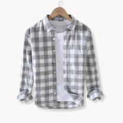 Men's check shirt long sleeve with chest pocket, photo 1