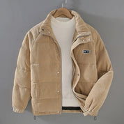 Men's corduroy puffer jacket with stand collar and pockets, photo 3