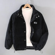 Men's corduroy puffer jacket with stand collar and pockets, photo 4