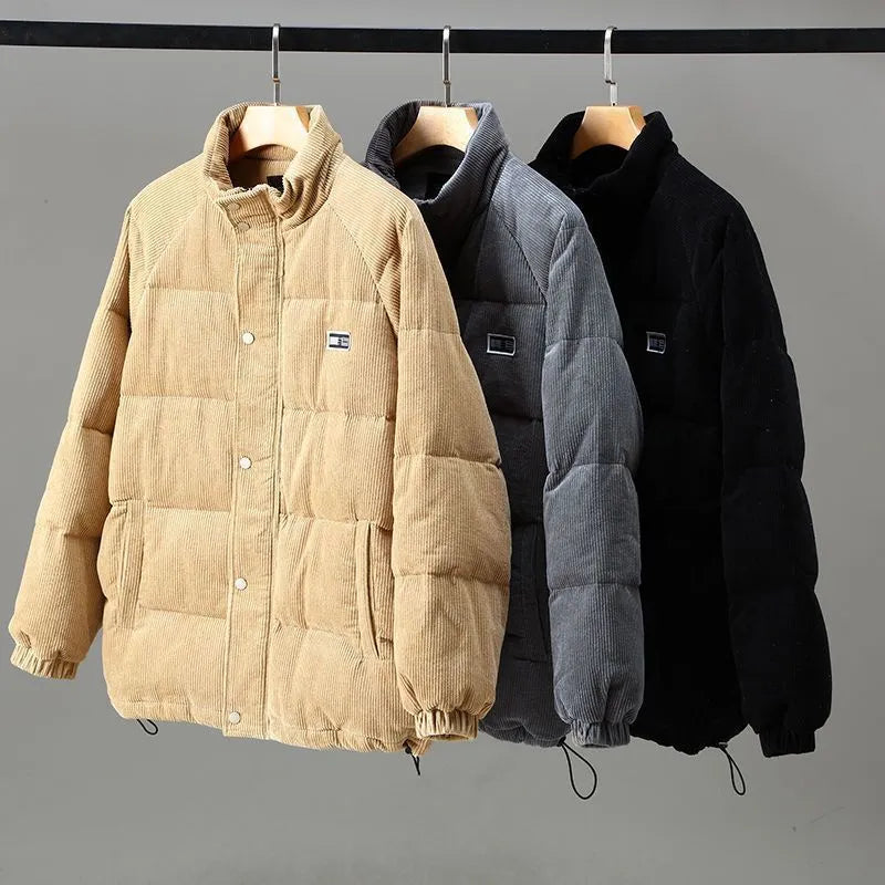 Men's corduroy puffer jacket with stand collar and pockets, photo 5