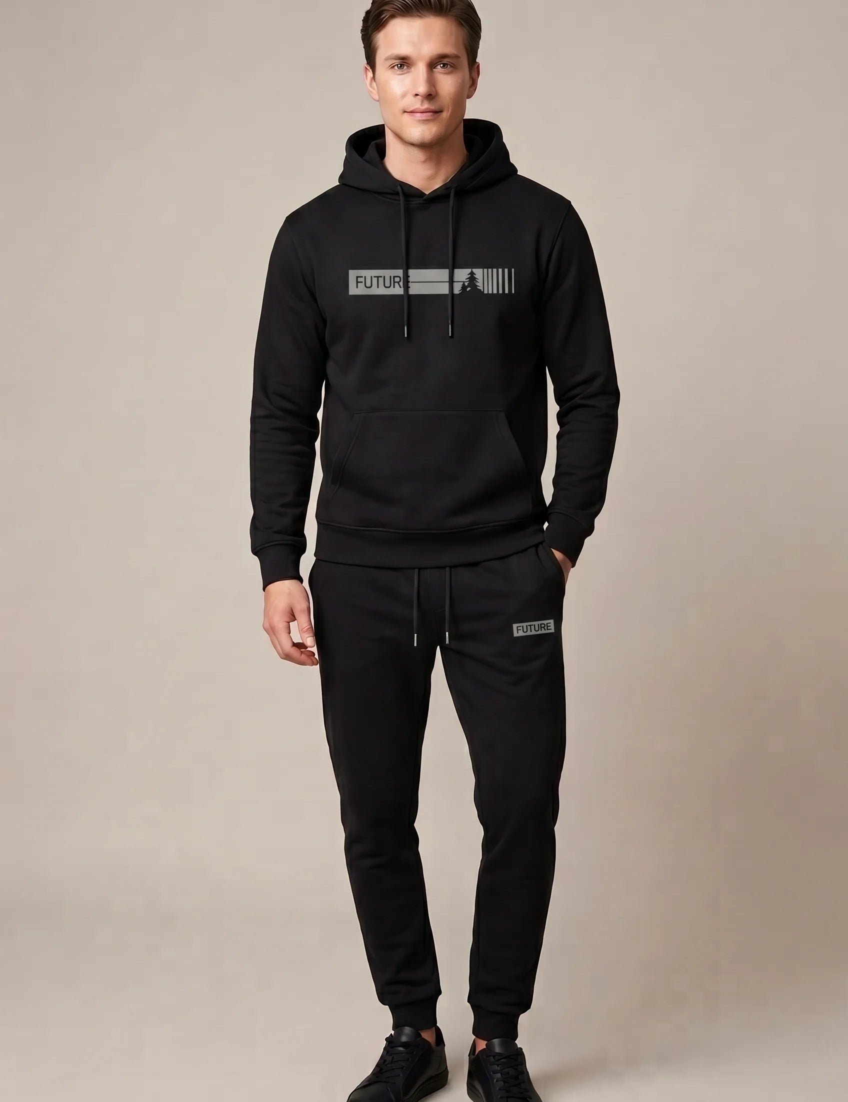 Men's fleece tracksuit with hoodie and joggers, photo 1