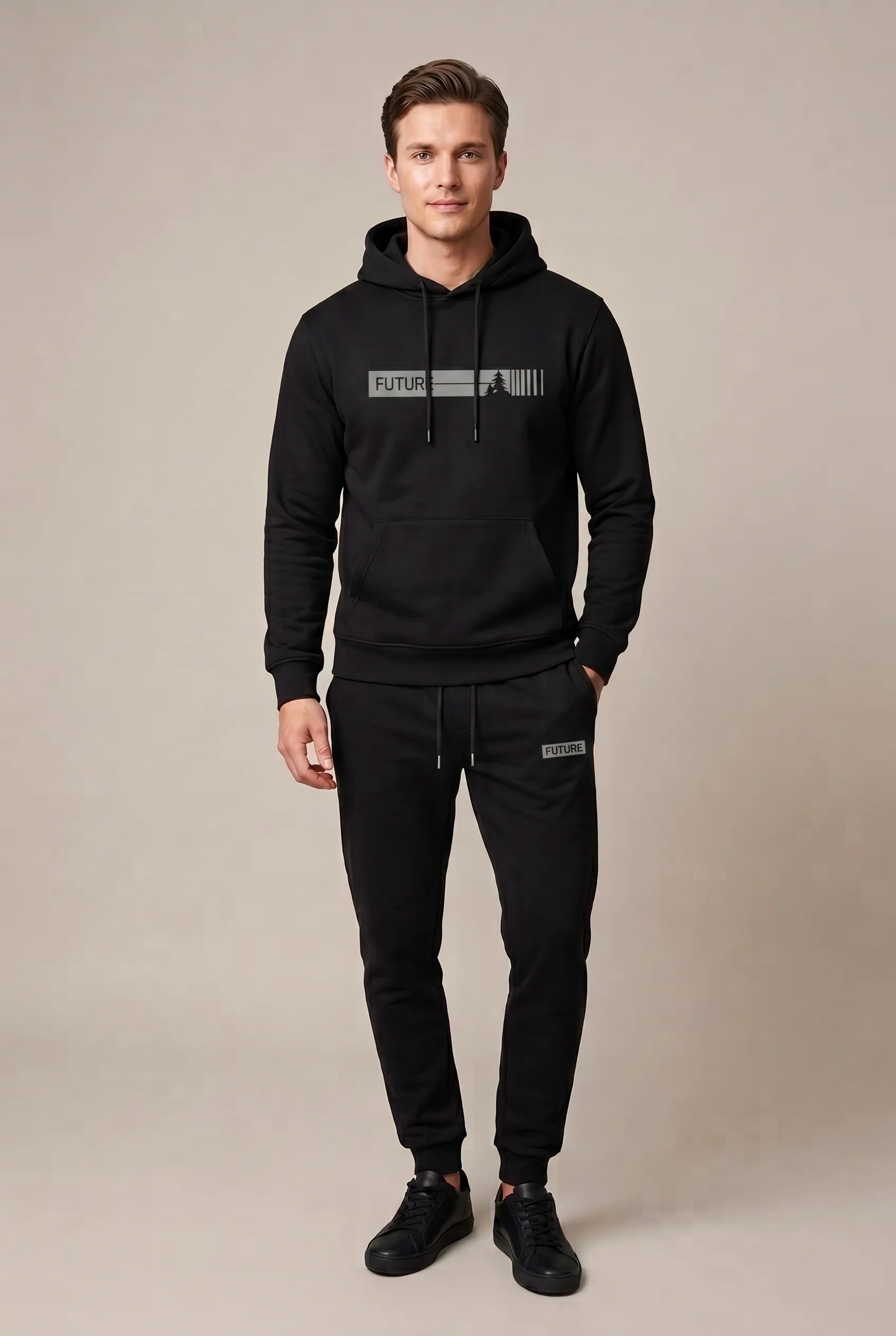 Men's fleece tracksuit with hoodie and joggers, photo 1