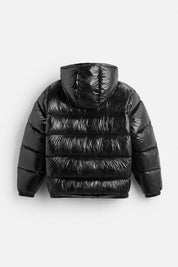 Men's glossy puffer jacket with hood, photo 6