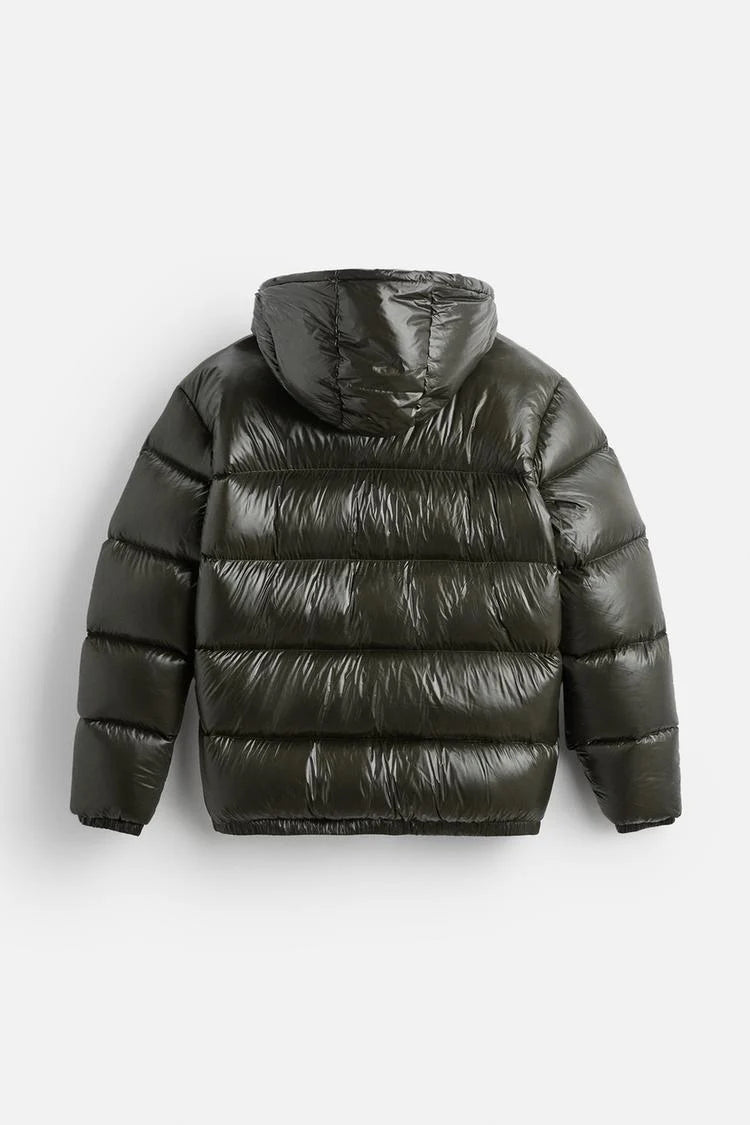Men's glossy puffer jacket with hood, photo 7