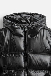 Men's glossy puffer jacket with hood, photo 8