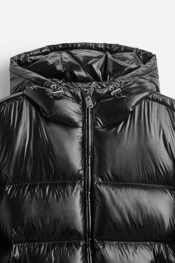 Men's glossy puffer jacket with hood, photo 8