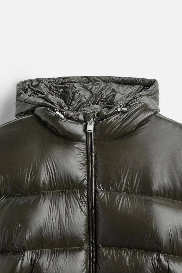 Men's glossy puffer jacket with hood, photo 9