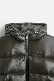 Men's glossy puffer jacket with hood, photo 9