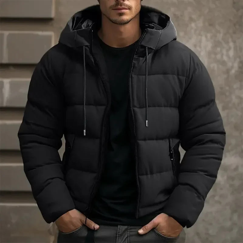 Men's hooded puffer jacket with zip pockets, photo 1