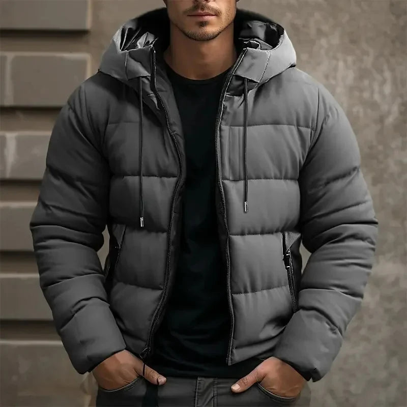 Men's hooded puffer jacket with zip pockets, photo 5