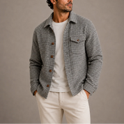 Men's houndstooth overshirt with chest pocket, photo 1