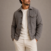 Men's houndstooth overshirt with chest pocket, photo 2