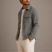 Men's houndstooth overshirt with chest pocket, photo 3