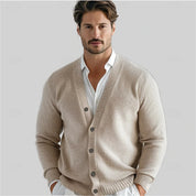 Men's knit cardigan with V-neck and buttons, photo 1