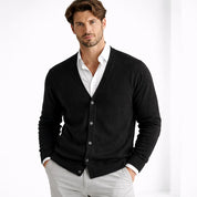 Men's knit cardigan with V-neck and buttons, photo 2