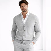 Men's knit cardigan with V-neck and buttons, photo 3