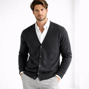 Men's knit cardigan with V-neck and buttons, photo 4