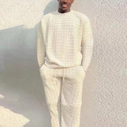 Men's knit lounge set with crew neck jumper and trousers, photo 1