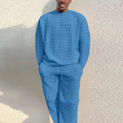Men's knit lounge set with crew neck jumper and trousers, photo 3