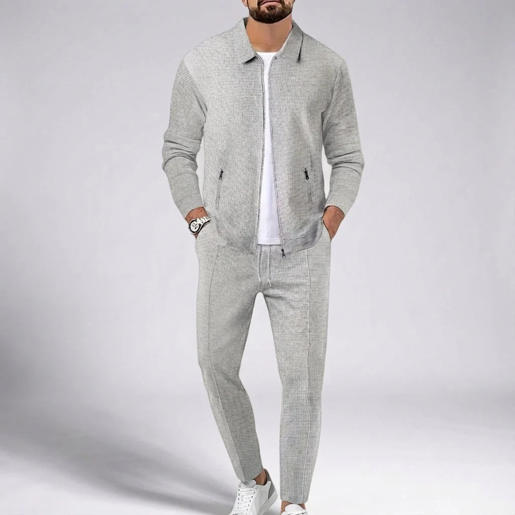 Men's knit two piece set with zip jacket and trousers, photo 1