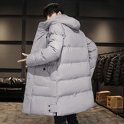 Men's long puffer coat with hood and flap pockets, photo 2