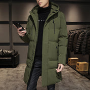 Men's long puffer coat with hood and flap pockets, photo 4