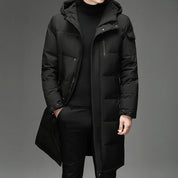 Men's long puffer jacket with detachable hood and pockets, photo 4