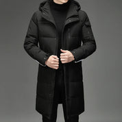 Men's long puffer jacket with detachable hood and pockets, photo 5