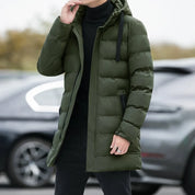 Men's long puffer jacket with hood and adjustable cuffs, photo 3