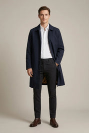 Men's long trench coat with button front, photo 1
