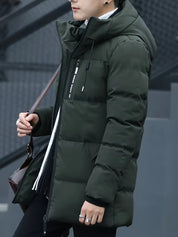 Men's mid length puffer jacket with hood, photo 2
