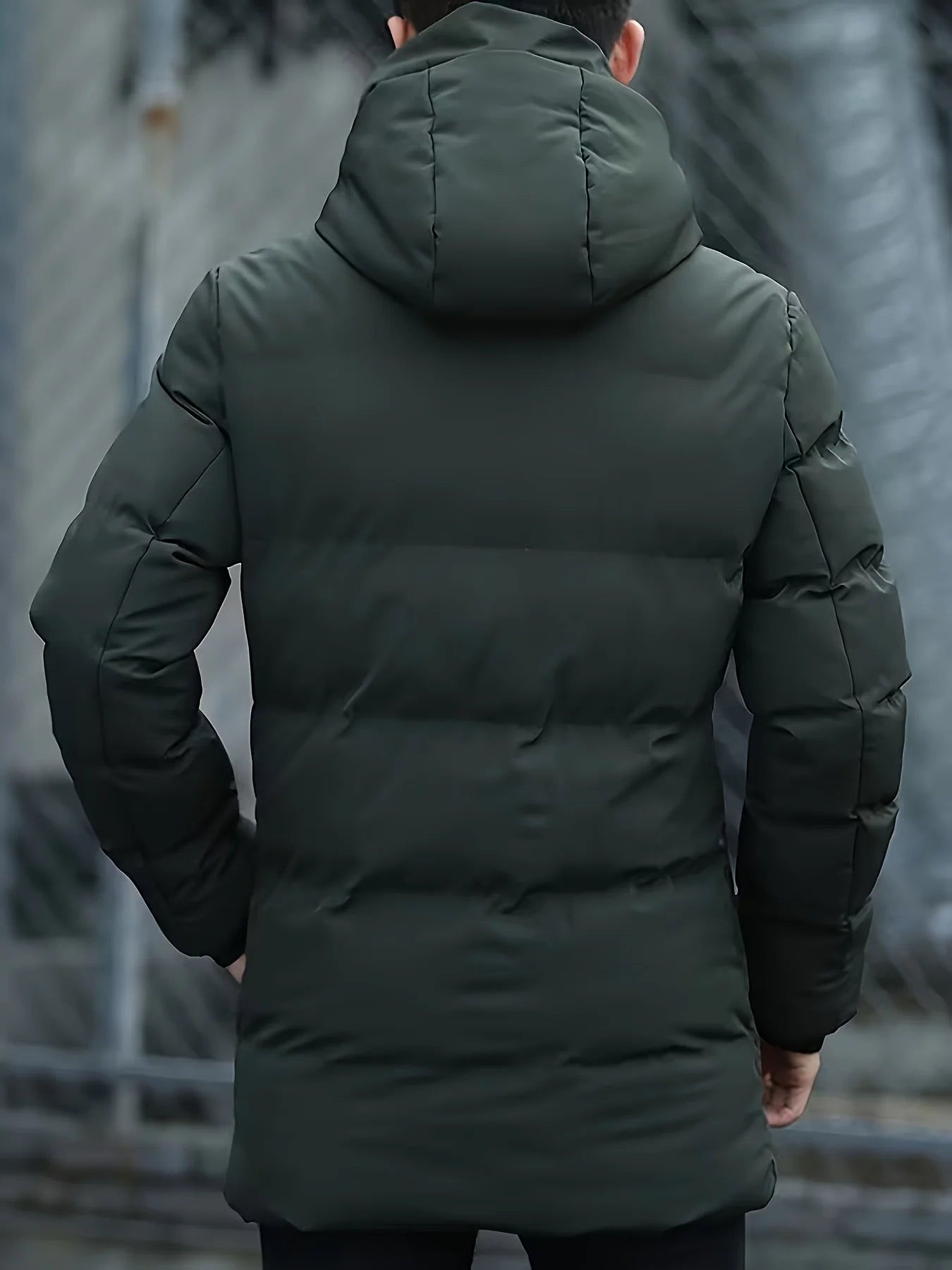 Men's mid length puffer jacket with hood, photo 4
