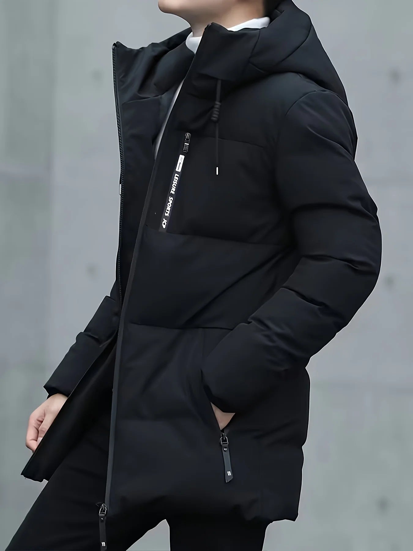 Men's mid length puffer jacket with hood, photo 6