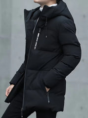 Men's mid length puffer jacket with hood, photo 6