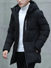 Men's mid length puffer jacket with hood, photo 8