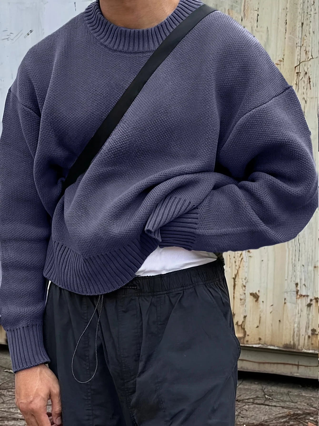 Men's oversized knit jumper with crew neck, photo 3