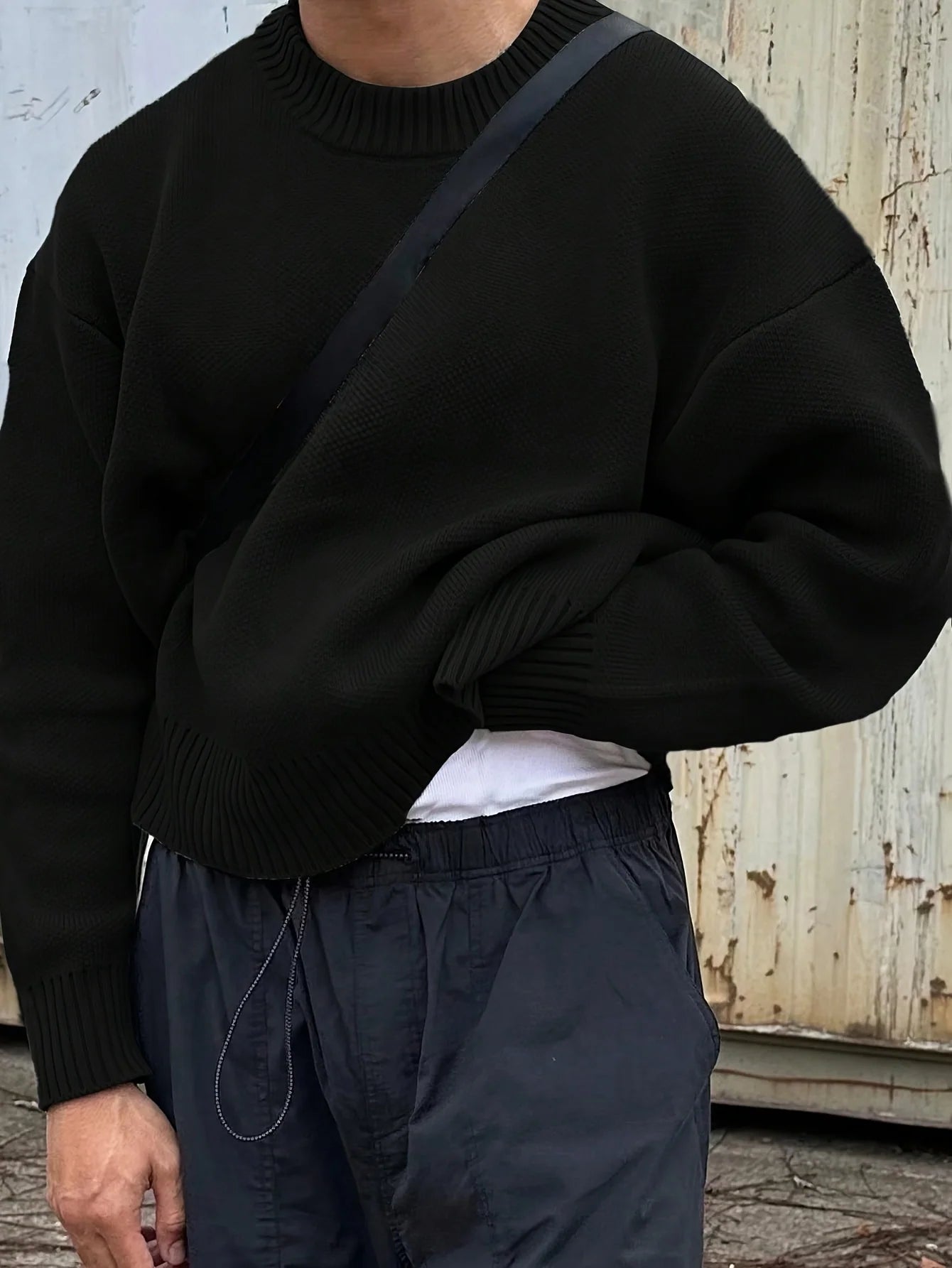 Men's oversized knit jumper with crew neck, photo 4