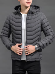 Men's padded puffer jacket with hood and full zip, photo 2