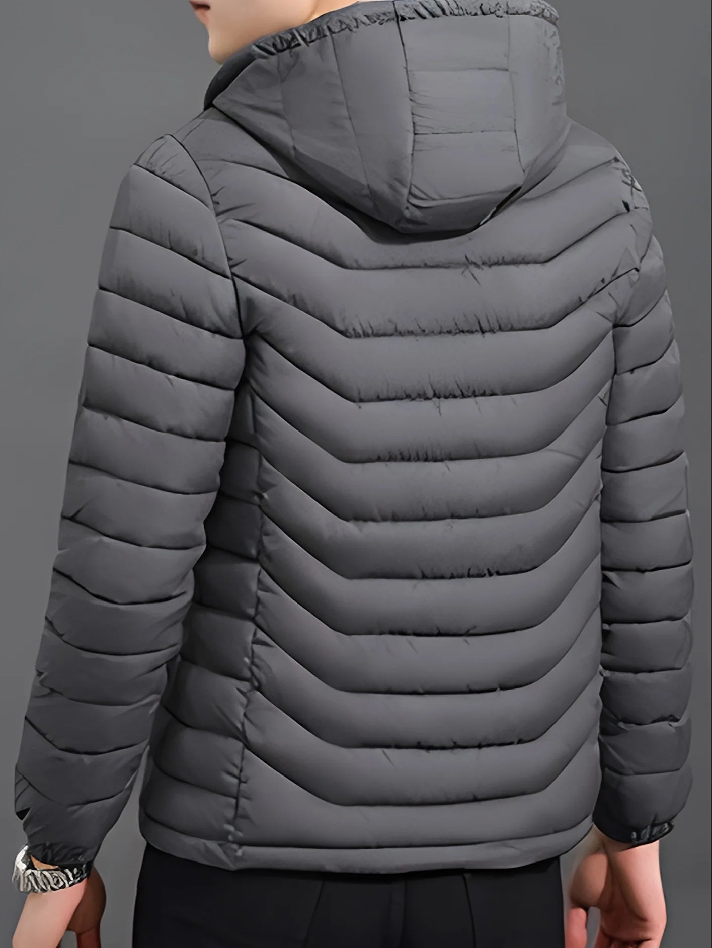Men's padded puffer jacket with hood and full zip, photo 3