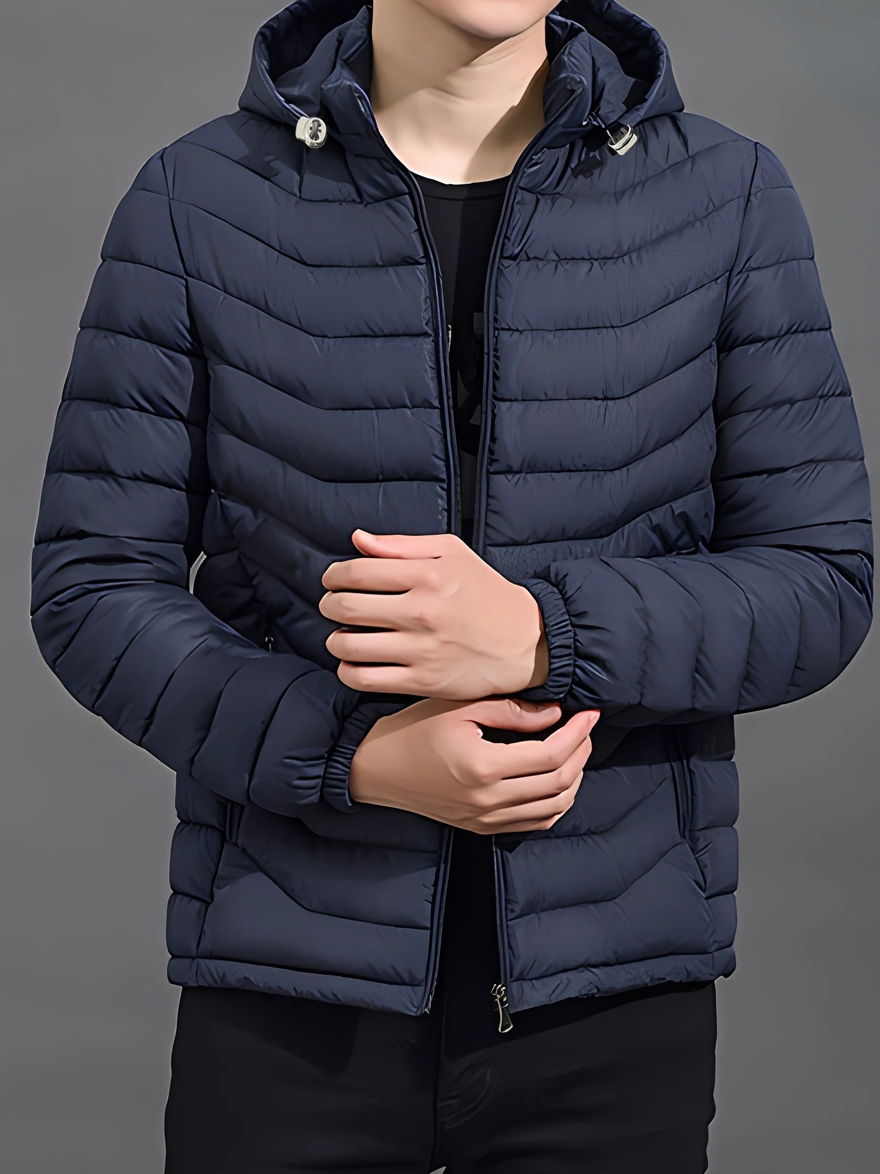 Men's padded puffer jacket with hood and full zip, photo 6