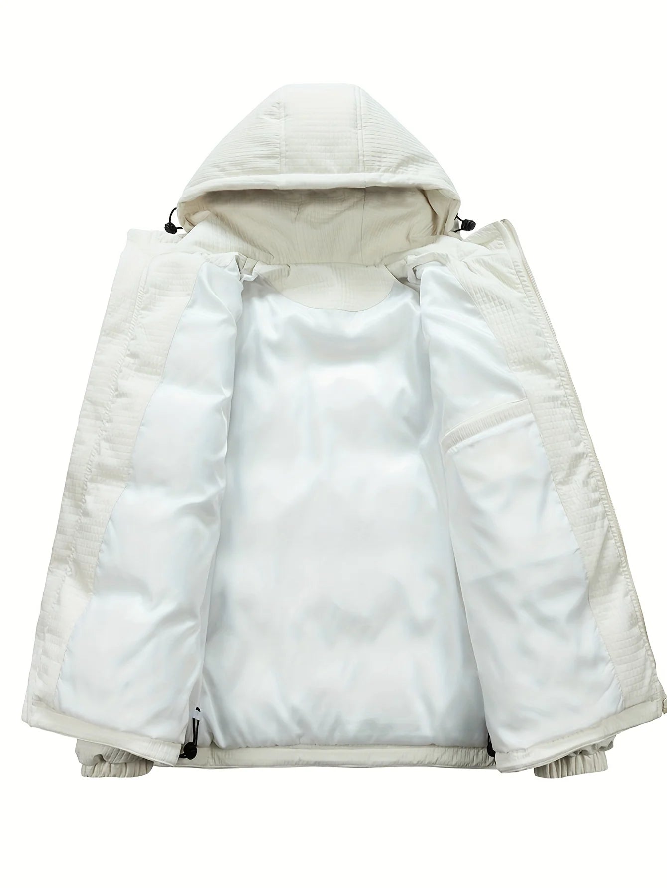 Men's quilted puffer jacket with hood and back print, photo 4