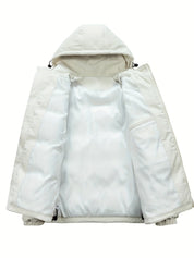 Men's quilted puffer jacket with hood and back print, photo 4