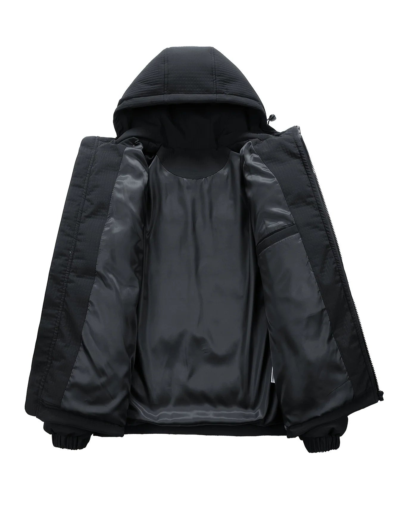 Men's quilted puffer jacket with hood and back print, photo 8