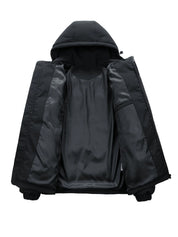 Men's quilted puffer jacket with hood and back print, photo 8