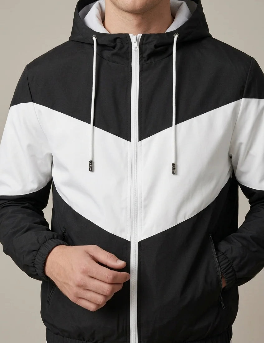 Men's tracksuit with hooded jacket and contrast panels, photo 2