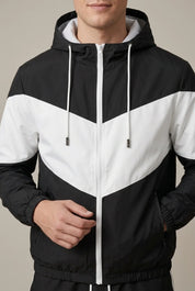 Men's tracksuit with hooded jacket and contrast panels, photo 2