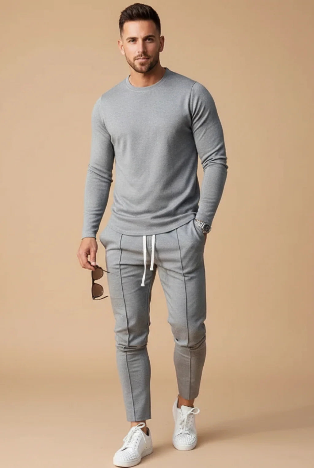 Men's two piece set with crew neck top and trousers, photo 1